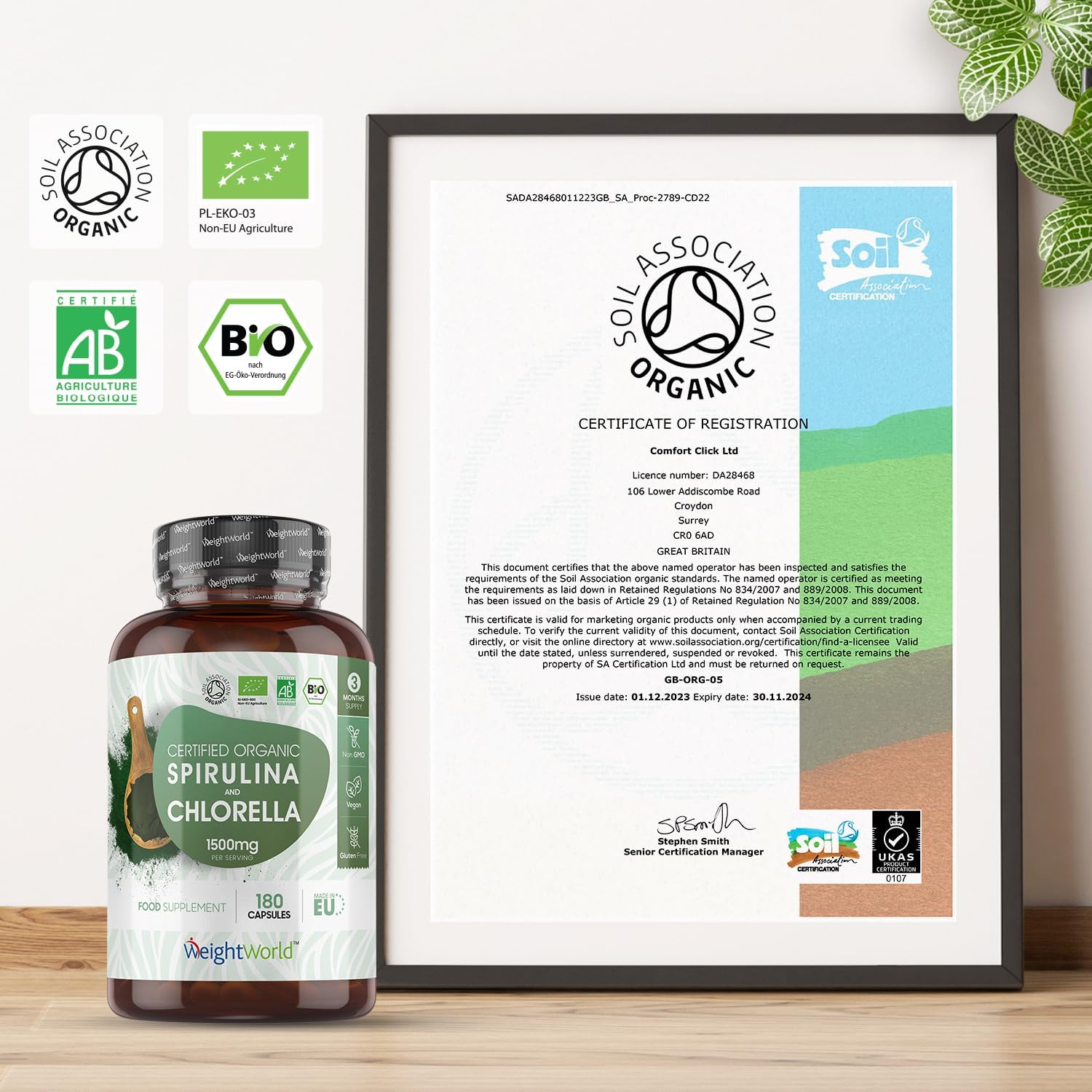 Organic Spirulina and Chlorella Capsules - 2250mg Per 3 Spirulina Chlorella Powder Capsules - 180 Vegan Superfood - Soil Association Certified Alkaline Supplement - Made in The EU-3