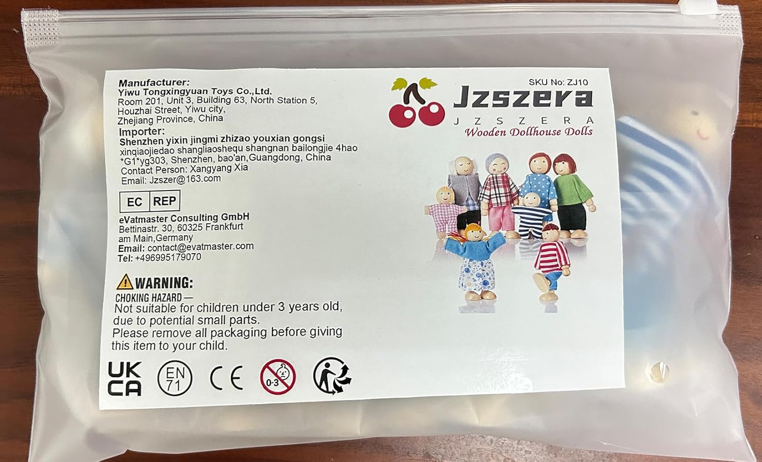 Jzszera Dolls House People Family of 8 Wooden Figure Set, Small Wooden Dolls Toys for Children Girls-7