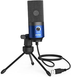 FIFINE USB Computer Microphone for Recording YouTube Video Voice Over Vocals for Mac & PC, Condenser Mic with Gain Control for Home Studio, Plug & Play - K669L