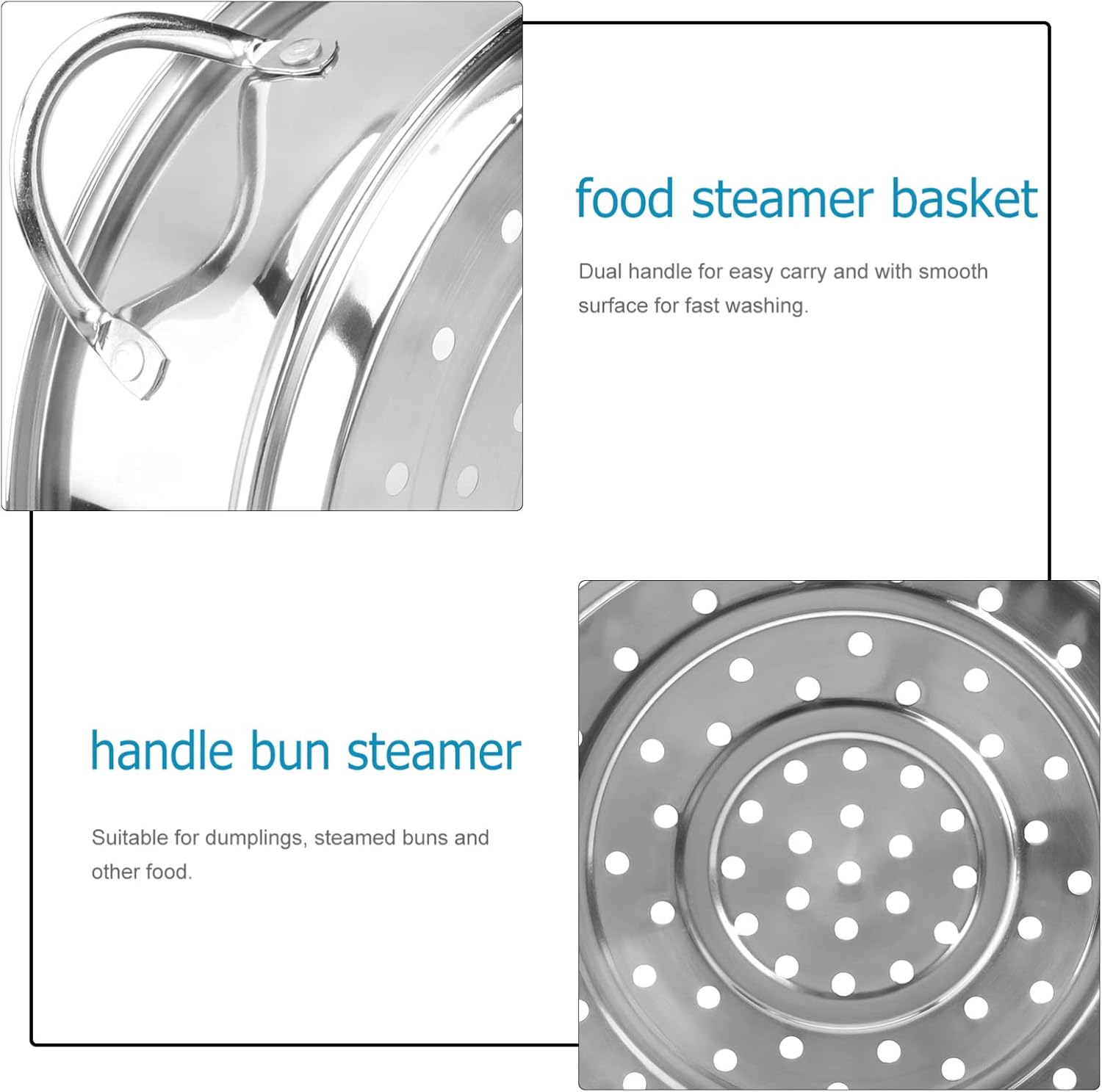 DOITOOL Steamer Insert Pans Stainless Steel Steamer Pot Kitchen Food Steamer Basket Insert for Rice Vegetables Meat Fish Dumplings Dim Sum 16cm-3