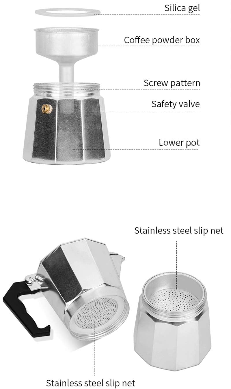 WY8 TOP MOKA Italian Coffee Pot Maker Filter Stove Top Mocha Espresso Coffee Pot all size (100ML 2CUP)-5