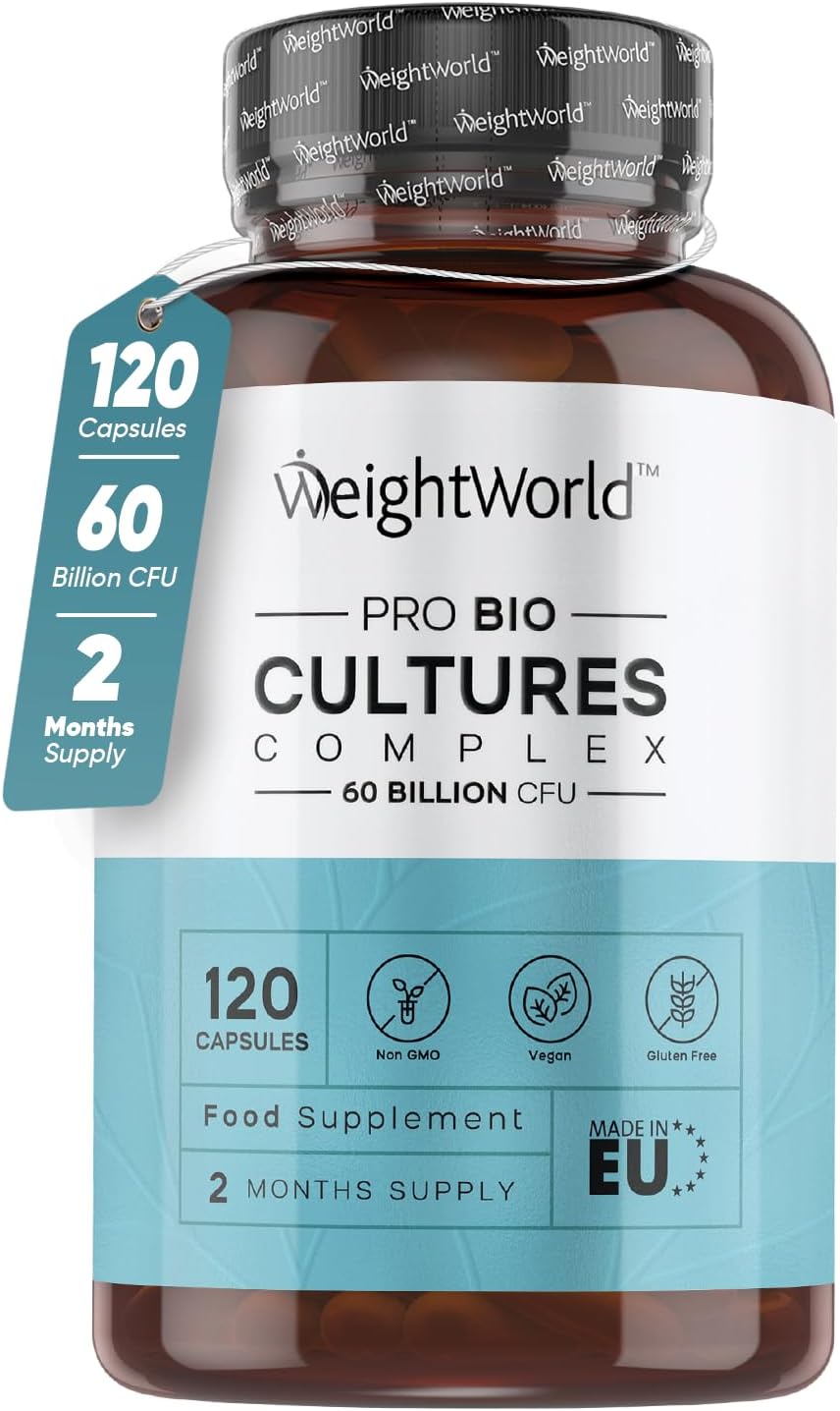 Bio Cultures Complex Probiotics & Prebiotics - 60 Billion CFU - 2 Months Supply - 120 Vegan Probiotic Complex Capsules for Adults - 20 Gut-Friendly Bacterial Cultures Like Lactobacillus Acidophilus-0