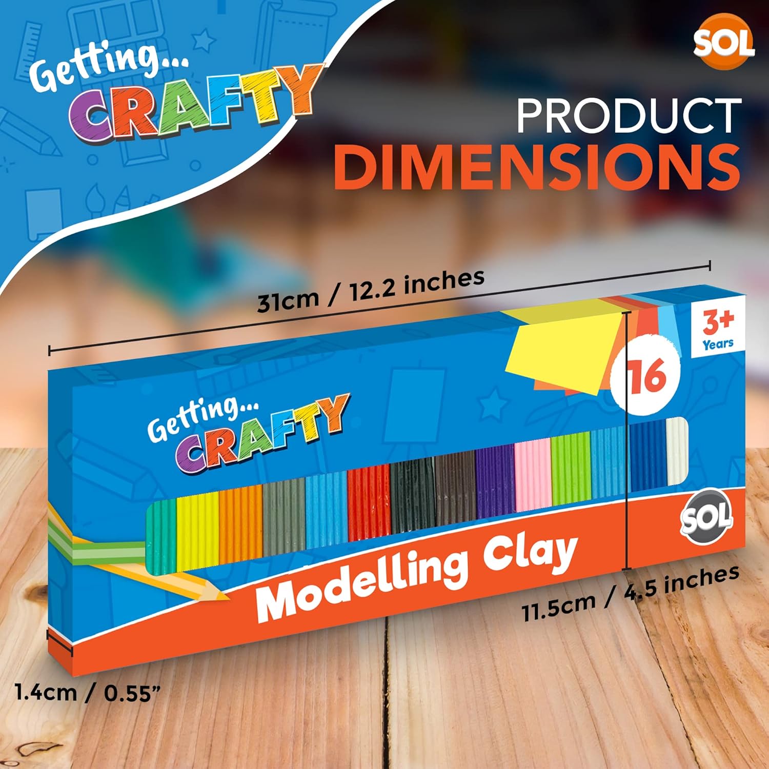 3pk Modelling Clay | 16 Assorted Colours Clay | Safe and Non Toxic Moulding Clay | Modeling Clay for Kids | Non Hardening Block Clay | Soft Clay for DIY Arts and Crafts-1