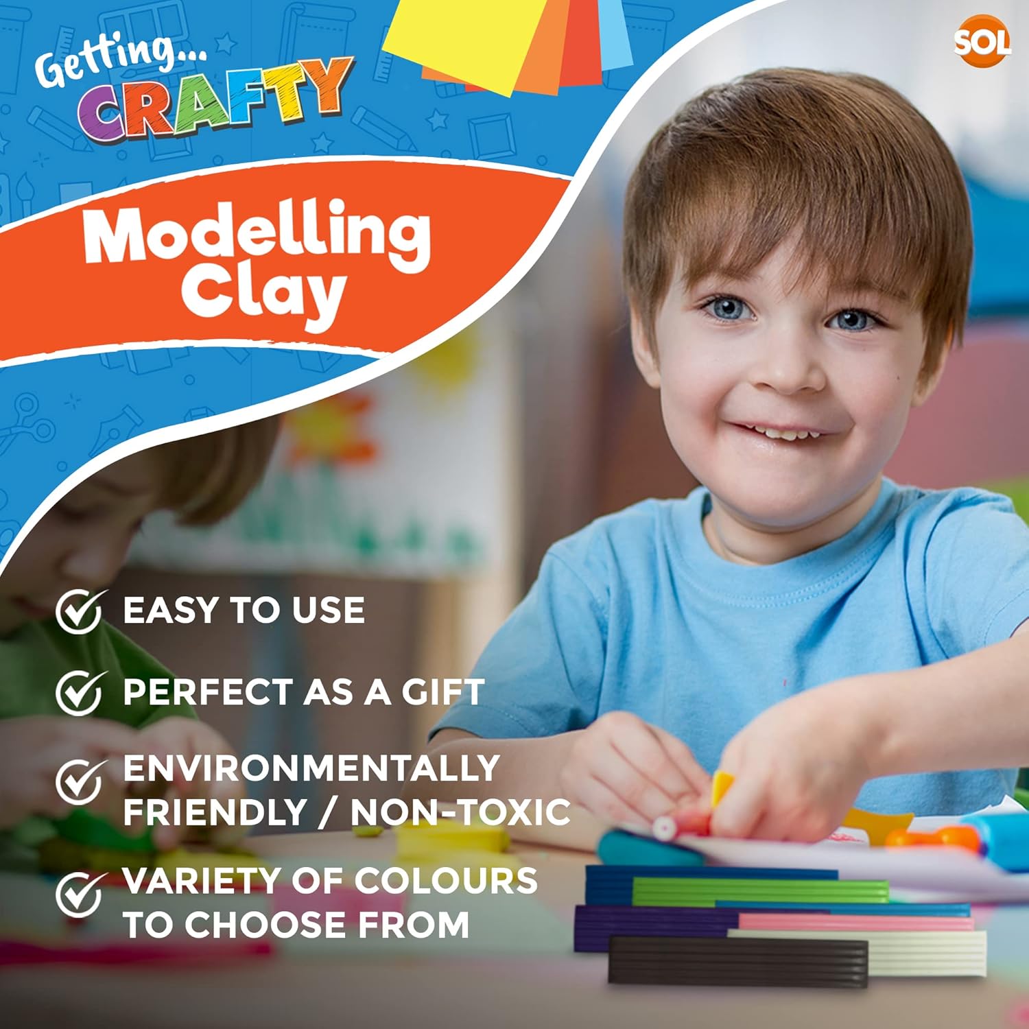 3pk Modelling Clay | 16 Assorted Colours Clay | Safe and Non Toxic Moulding Clay | Modeling Clay for Kids | Non Hardening Block Clay | Soft Clay for DIY Arts and Crafts-6