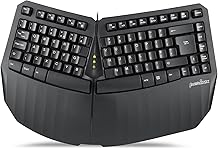 perixx PERIBOARD-413B UK, Compact Wired USB Split Keyboard, Ergonomic Design, Tenkeyless for Desktop and Laptop Users, UK QWERTY - Black