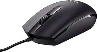 Trust Basi Computer Mouse with Optical Sensor, 3 Buttons, Wired Mouse for Left and Right Handed Users, 160 cm Cable, Plug & Play USB Mouse for PC, Laptop, Mac - Black