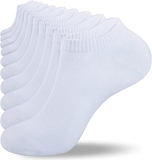 TIBISI Mens Trainer Socks Sports Socks White Black Grey (pack of 10) Running Athletic Ankle Socks Breathable Cotton Low Cut Socks for Men Women Ladies