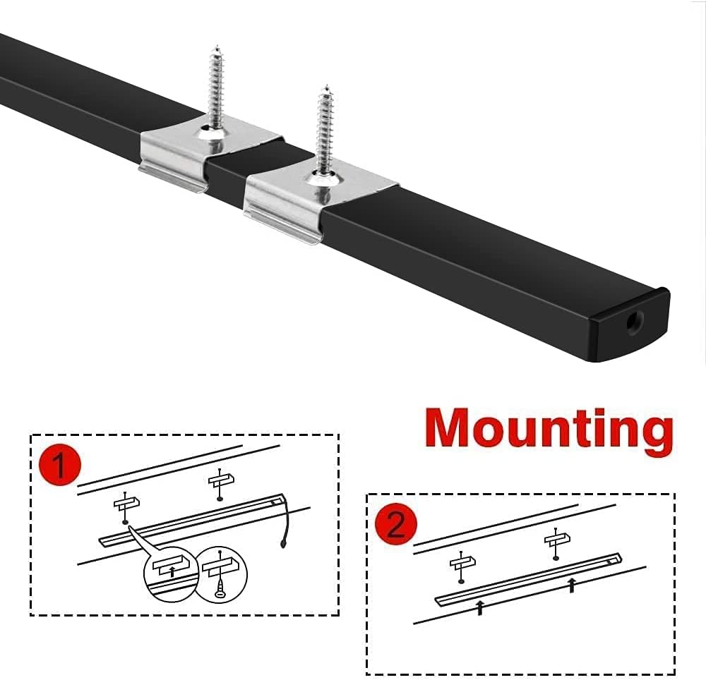 inShareplus 6 Pack, 3.3ft/1 Meter, Black, LED Aluminum Channel System U Shape with Milk White Cover, End Caps and Mounting Clips, Aluminum Profile for LED Strip Light Installation-5