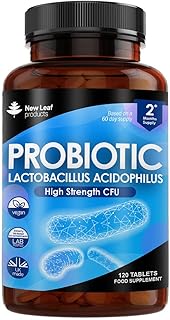 Probiotic Supplements Acidophilus Probiotic Tablets High Strength - Digestive & Gut Health Supplements Lactobacillus Probiotics for Gut Health - Vegan, GMO-Free, Gluten-Free, GMP, UK Made,120 Tablets