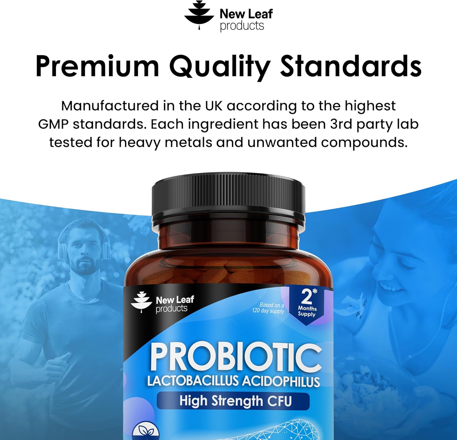 Probiotic Supplements Acidophilus Probiotic Tablets High Strength - Digestive & Gut Health Supplements Lactobacillus Probiotics for Gut Health - Vegan, GMO-Free, Gluten-Free, GMP, UK Made,120 Tablets-4