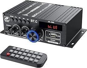 LiNKFOR Stereo Audio Amplifier Bluetooth 5.0 Amplifier Receiver HiFi 40W x 2 Power Amplifier with LCD Display and Remote Control Supporting Multi Inputs Perfect Speaker Amplifier with Power Supply