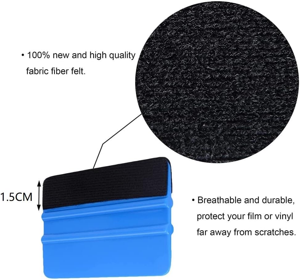 Fashion Hitch ACC0043 Vinyl Wrap Squeegee Applicator Professional Wrapping Sign Decal Plastic Tool Felt Edge, Blue-2