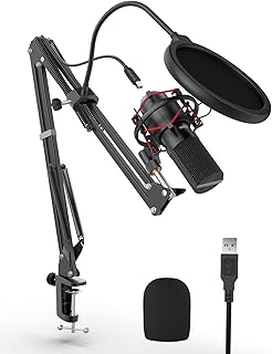 FIFINE Gaming microphone USB Microphone Kit with Arm Stand, Shock Mount, Pop Filter Desktop Laptop Windows/Mac Computer Microphone for Streaming, Podcast, YouTube, Recording, Zoom meeting-T732