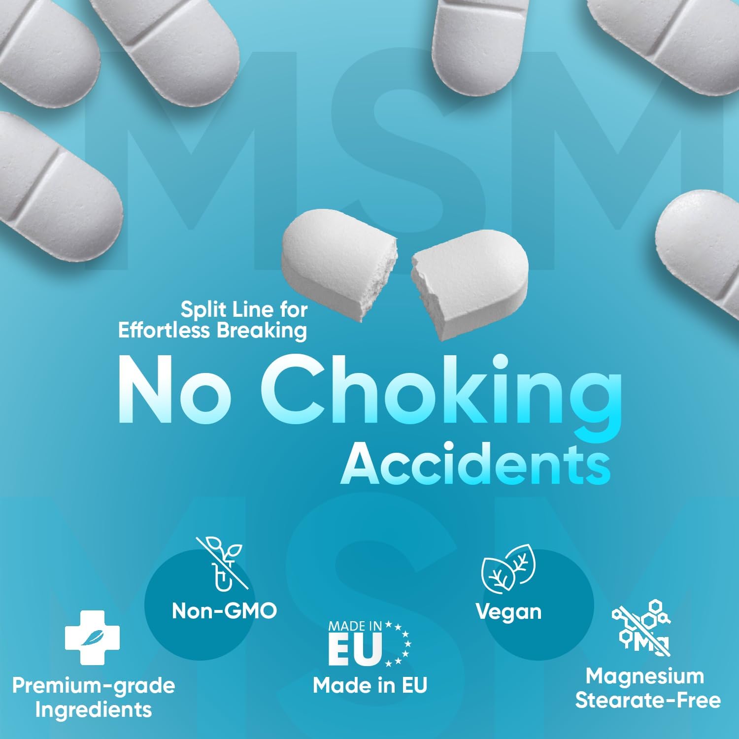 MSM Supplements - 2400mg High Strength Methylsulfonylmethane (MSM) with Vitamin C for Bones - 360 Vegan Tablets (not MSM Capsules) - 6 Months Supply - Non-GMO & Gluten-Free Sulphur Tablets-4