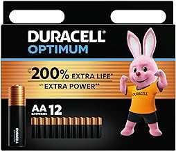 Duracell Optimum AA Batteries (12 Pack) - Alkaline Batteries 1.5V - Up To 200% Extra Life or Extra Power - Meets Demands Of Modern Devices - 100% Recyclable, 0% Plastic Packaging - LR6 MX1500