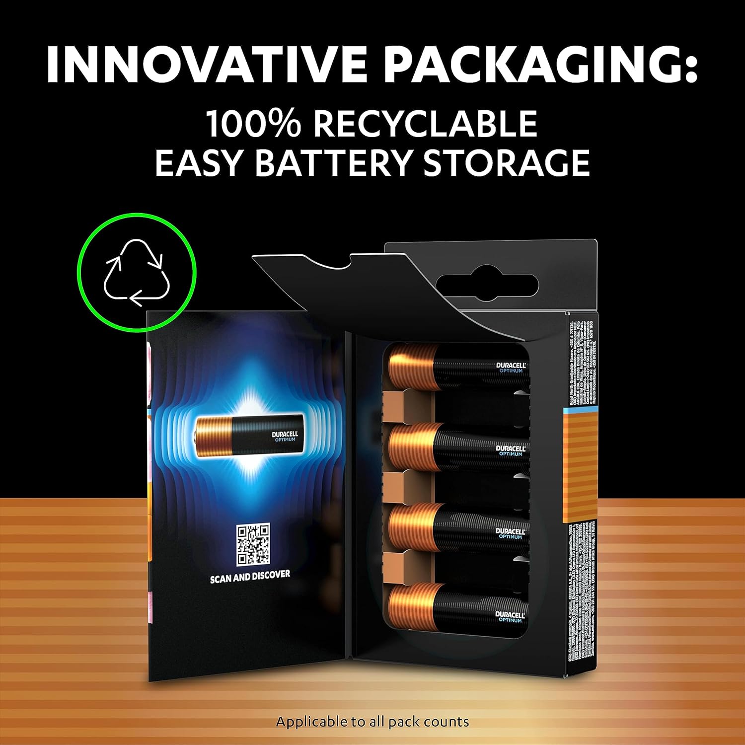 Duracell Optimum AA Batteries (12 Pack) - Alkaline Batteries 1.5V - Up To 200% Extra Life or Extra Power - Meets Demands Of Modern Devices - 100% Recyclable, 0% Plastic Packaging - LR6 MX1500-4