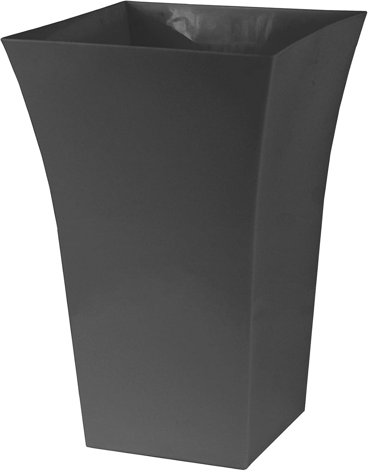 Large Milano Plastic Gloss Planters, Set of 2 - DARK GREY Colour - Dimensions: 44cm (H) x 30cm (W) x 30cm (D).-1