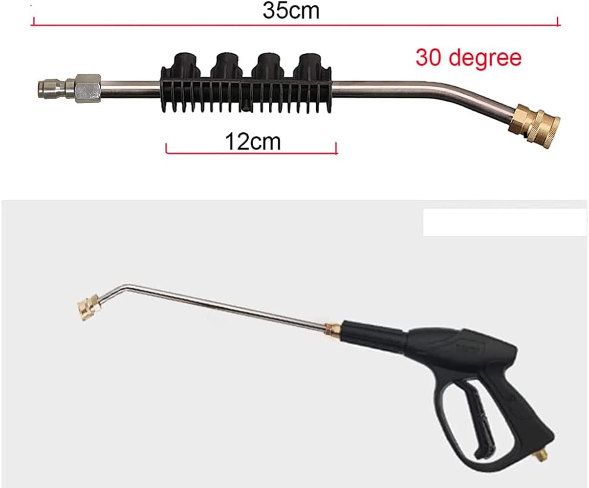 Pressure Washer Lance Extension Wand, 1/4 Inch Quick Release Jet Wash Lance, 15Inch Gutter Cleaner Attachment with 5 Quick Connect Spray Nozzles, 30 Degree Curved Rod Angled Lance for Car Washing-1