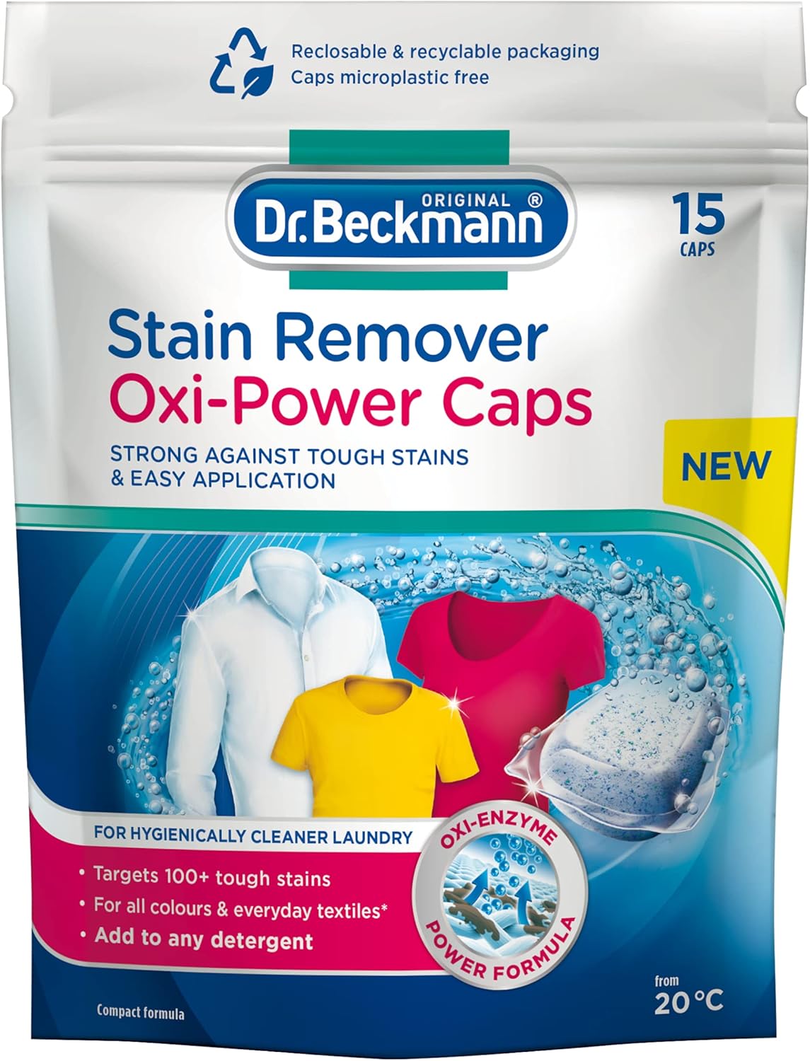 Dr. Beckmann Stain Remover Oxi Power Caps | Eliminate stubborn stains | Convenient, ready-to-use caps | for both machine washing & soaking | 15 caps-0