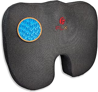 F FLX ENERGISING EXCELLENCE Orthopedic Memory Foam Support Gel Cushion for Sciatica, Tailbone and Hip Pain - Pressure Relief on the Back and Coccyx in your Car Seat, Office Chair or Wheelchair