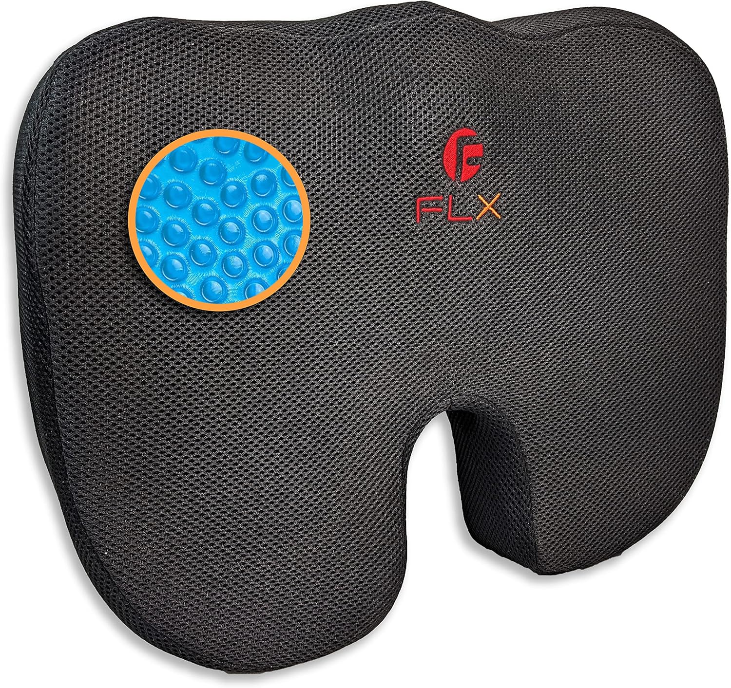 F FLX ENERGISING EXCELLENCE Orthopedic Memory Foam Support Gel Cushion for Sciatica, Tailbone and Hip Pain - Pressure Relief on the Back and Coccyx in your Car Seat, Office Chair or Wheelchair-0