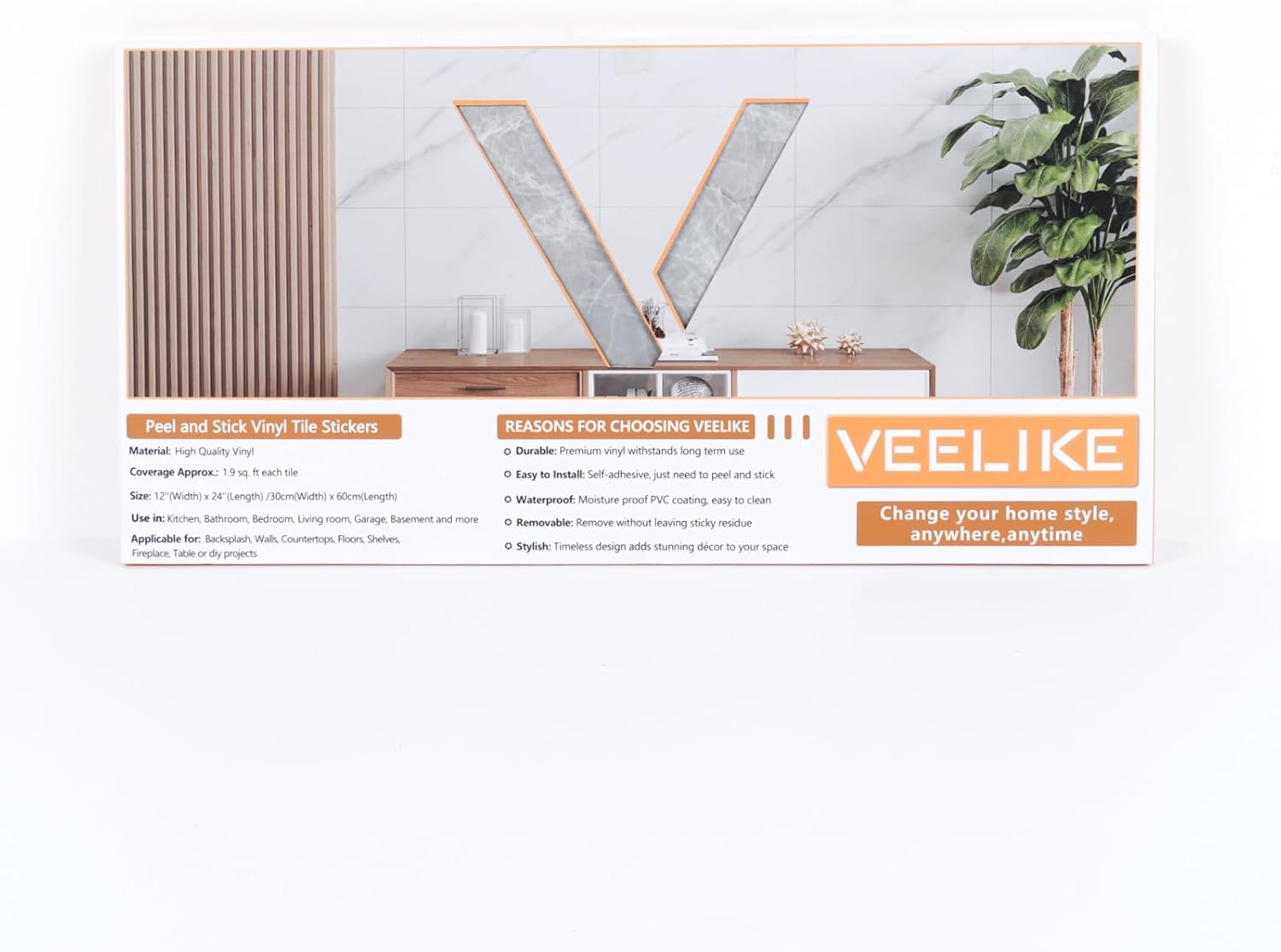 VEELIKE Grey Cement Flooring Sticker Tile Vinyl Peel and Stick for Kitchen Backsplash Bathroom Living Room Home Decoration Self-adhesive Floor Tile Sticker Waterproof Decor 24 Pieces 60cm x 30cm-9