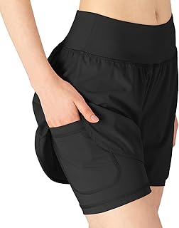 donhobo Womens Running Gym 2 in 1 Sports Shorts with Pockets,Breathable Quick Dry Fitness Shorts for Workout Training Yoga Jogging Pilates