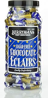 Original Sugar Free Chocolate Eclairs Retro Sweets Gift Jar by Berrymans Sweet Shop - Classic Sweets, Traditional Taste.