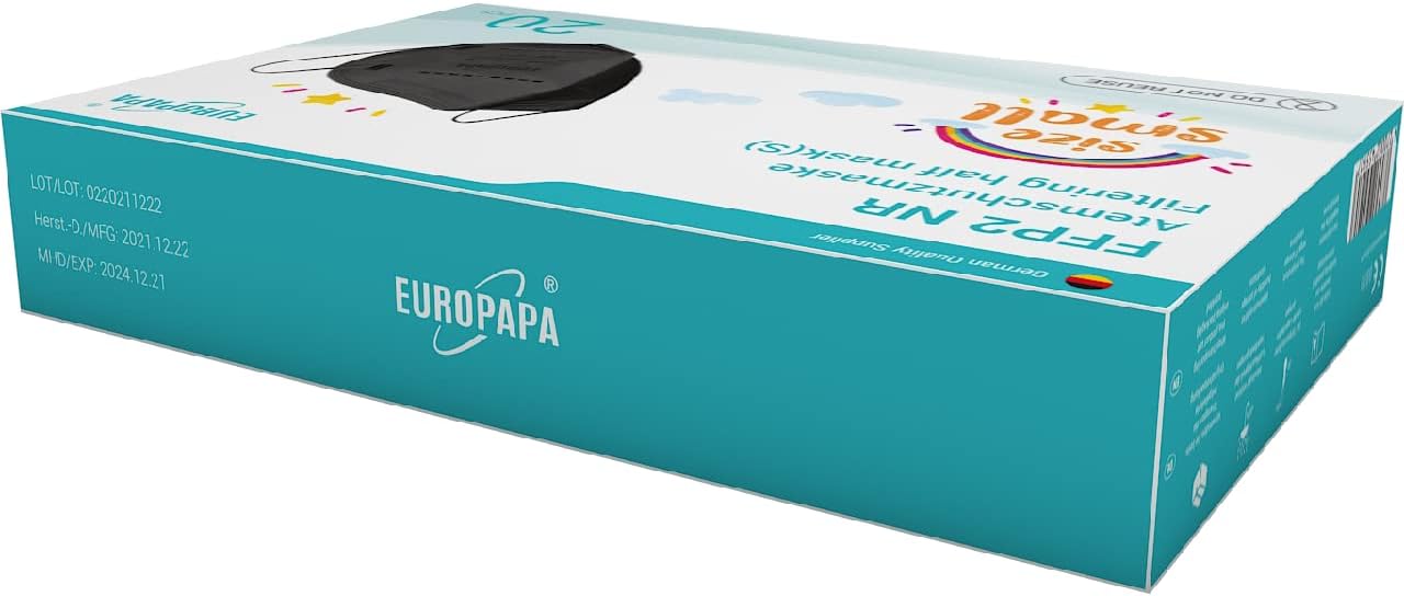 EUROPAPA® 20x FFP2 Mask S In Small Size Masks Respiratory Masks 5-Layer Hygienically Individually Packed EU 2016/425-2