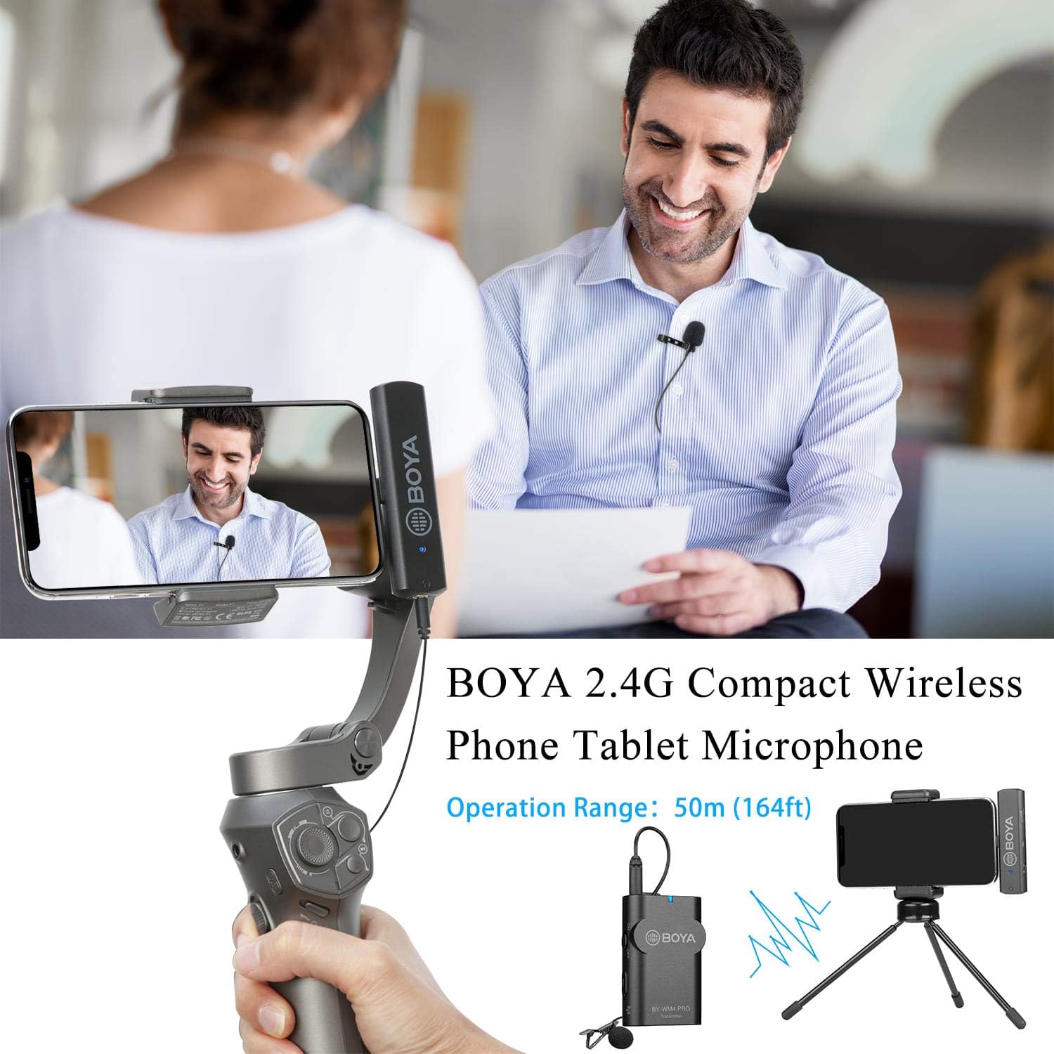 BOYA BY-WM4 Pro Wireless Lavalier Microphone System with Lightning Connector Receiver for iPhone iPad IOS Podcast Facebook Youtube Live Stream Video Recording-3