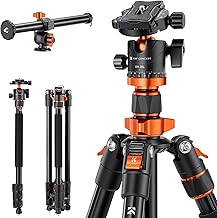 Camera Tripod 79"/200cm, K&F Concept DSLR Tripods Overhead Aluminum Lightweight Tripod Monopod with Ball Head Loading Up to 22lbs/10kg K234A7+BH-28L (Old Model S210) + Extension Arm