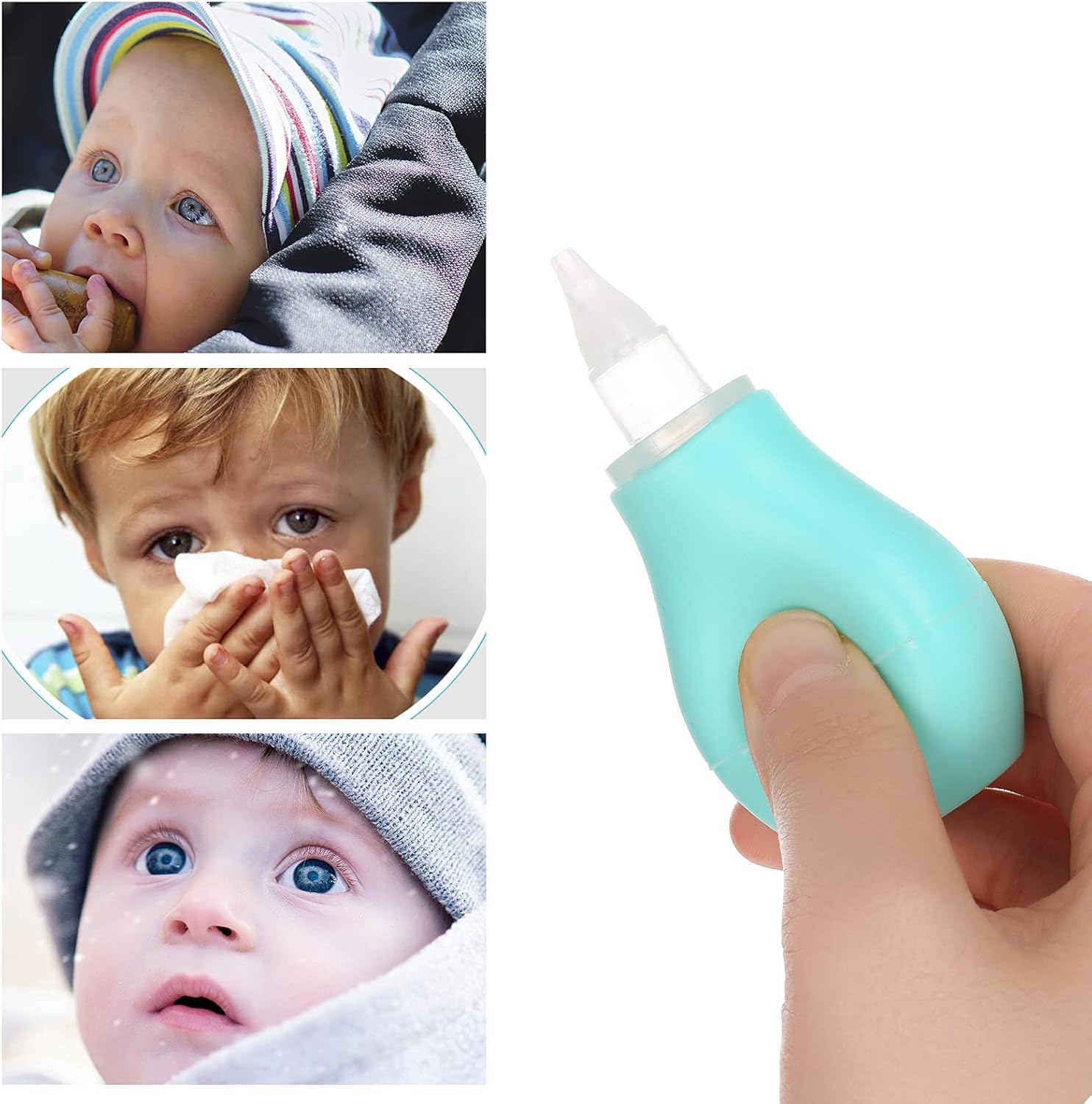 Firtink 2 Packs Baby Nasal Aspirator, Nasal Aspirator Newborn, Baby Nose Sucker Baby Nose Cleaner Baby Nasal Cleaner Mucus Removal for Newborns&Toddlers(Blue+Green)-6