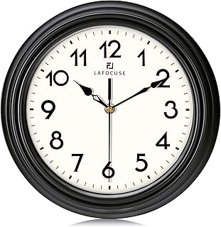 Lafocuse Retro Kitchen Black Wall Clock Silent Non Ticking Quartz Decorative Wall Clocks for Living Room Modern Bedroom 12 Inch/30cm-Version 2.0