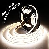 BERIXDEEP COB LED Strip Lights, Uniform DC24V LED Strip, 8mm Wide, CRI 90+, Dotless LED Tape for Room Decoration (No Power Supply), 5M, Natural White