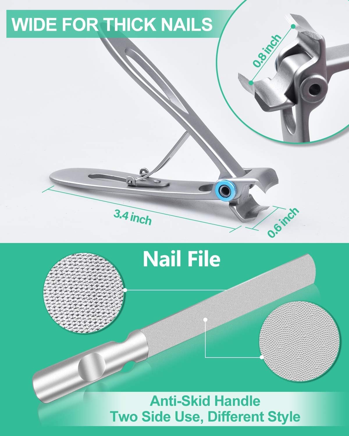 Podiatrist Super Sharp Nail Clippers for Thick & Ingrown Hard Toenail Fingernail. Stainless Steel Clippers Toenail Cutters. Professional Pedicure Tool for Men Women Senior-2