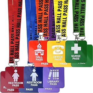 GIFTEXPRESS 12-Count Hall Pass Lanyards and School Passes