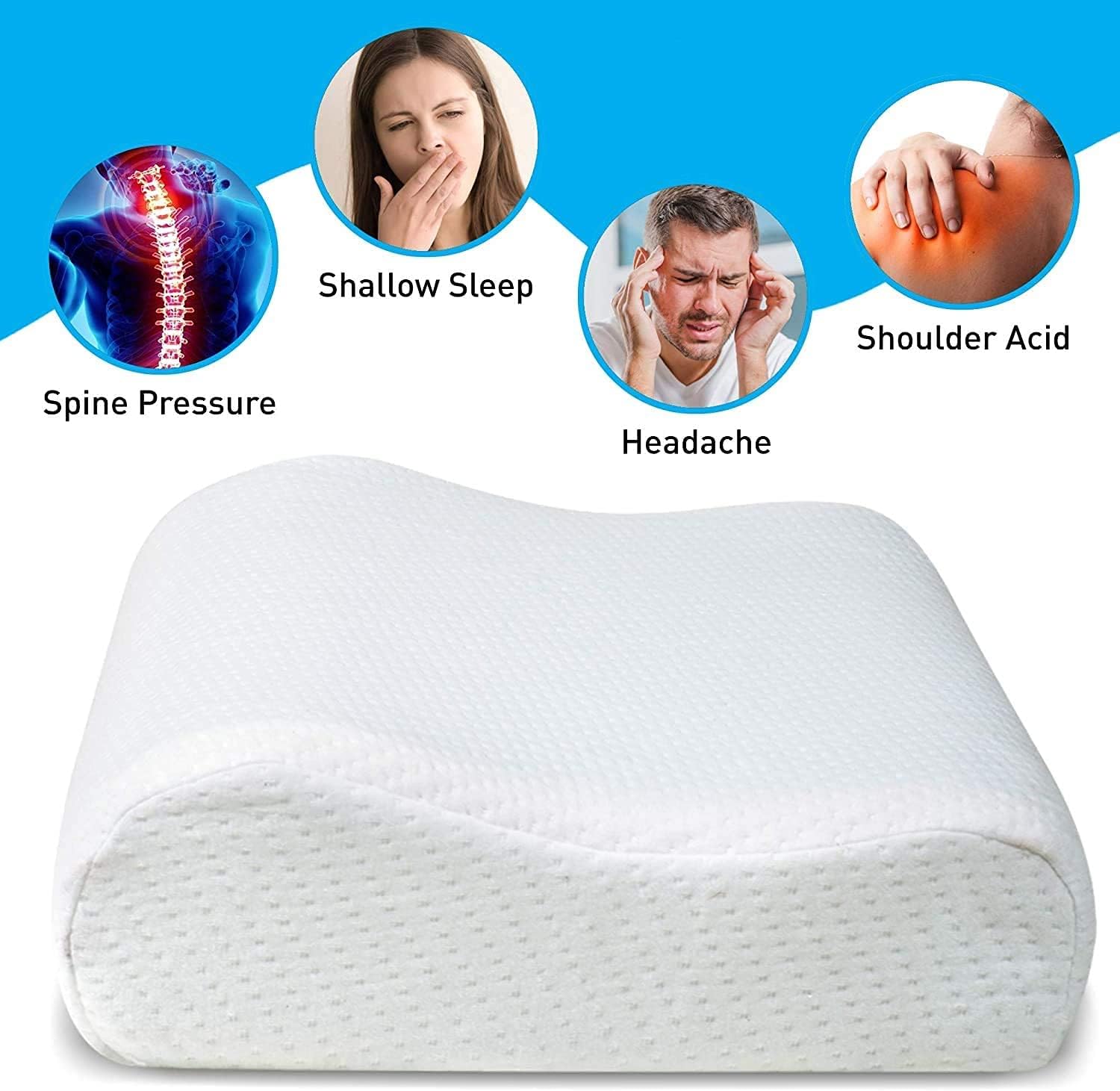 MantraRaj Orthopedic Contour Pillow for Keeps Soothe Neck and Back Pain Gel Cooling Pillow Ergonomic Cervical for Side, Back, Stomach Sleepers Cooling Gel Pillow Memory Foam Cold Pillows for Sleeping-4