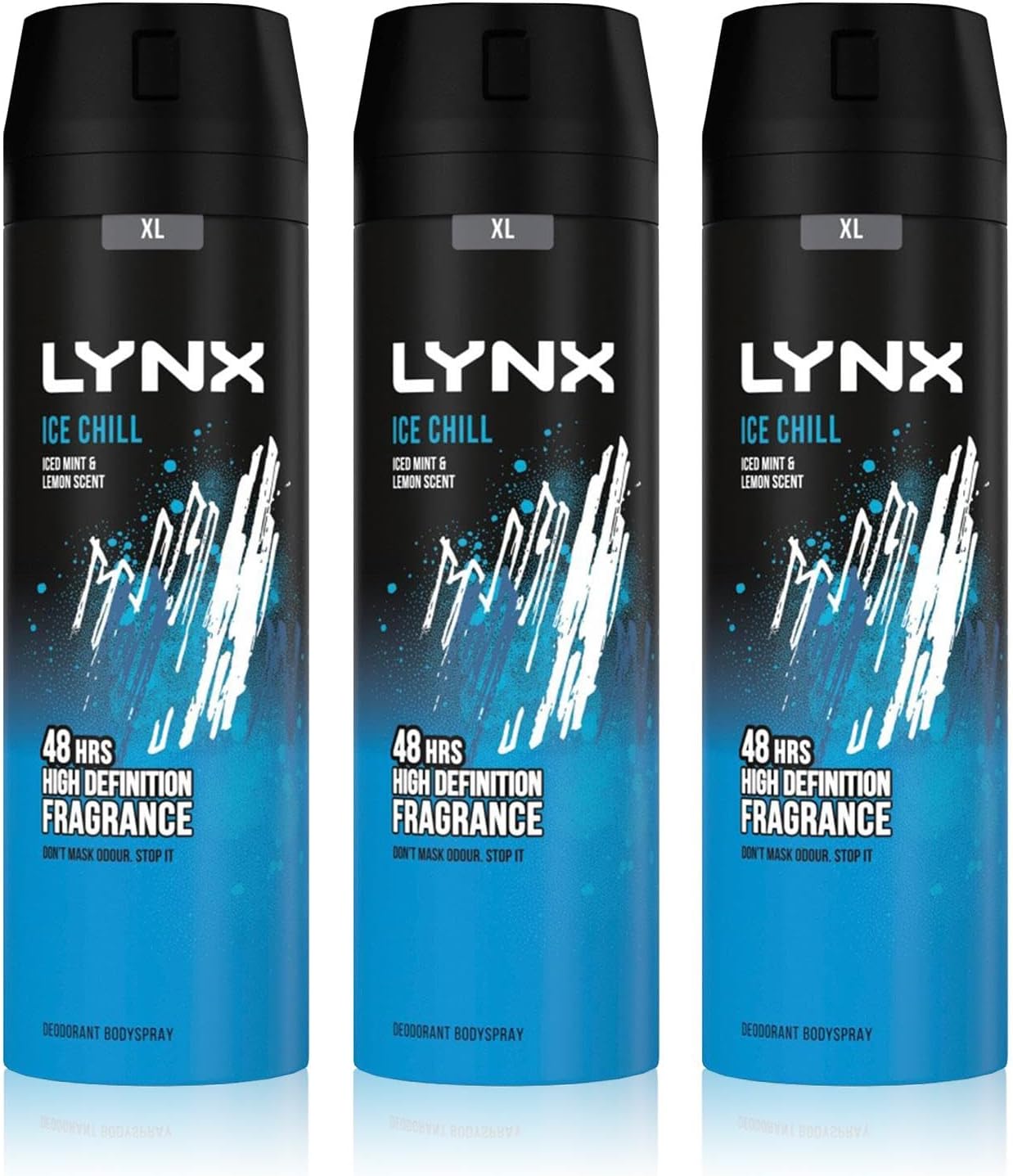 3 Pack of Lynx 48H Fresh Ice Chill with Frozen Mint and Lemon Deodorant Body spray 200ml-0