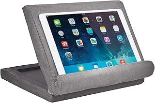 JML Pill-O-Pad Tablet Stand - Tri-Ledge, Lap Mounted, Soft Tablet Holder with Side Pocket - Compatible with iPad, Kindle and More, Sturdy and Lightweight, for Women & Men - Dark Grey