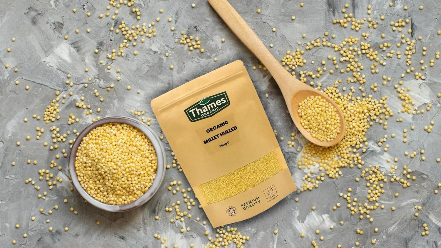 Organic Millet Hulled 1kg - Delicious Grain, Certified Organic, Raw, GMO Free, Whole Grain, Vegan, High Fibre - Thames Organic-3