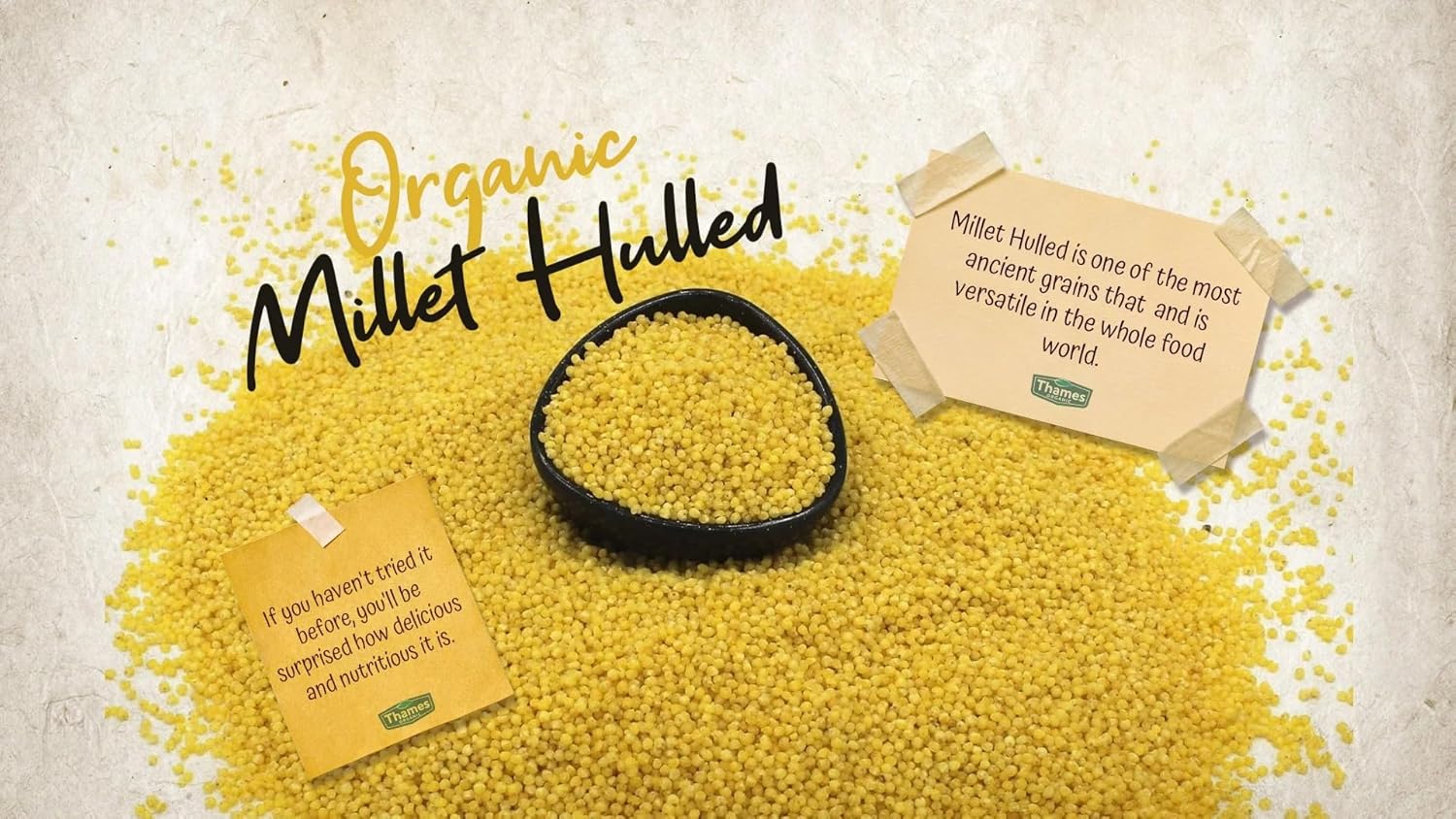 Organic Millet Hulled 1kg - Delicious Grain, Certified Organic, Raw, GMO Free, Whole Grain, Vegan, High Fibre - Thames Organic-6