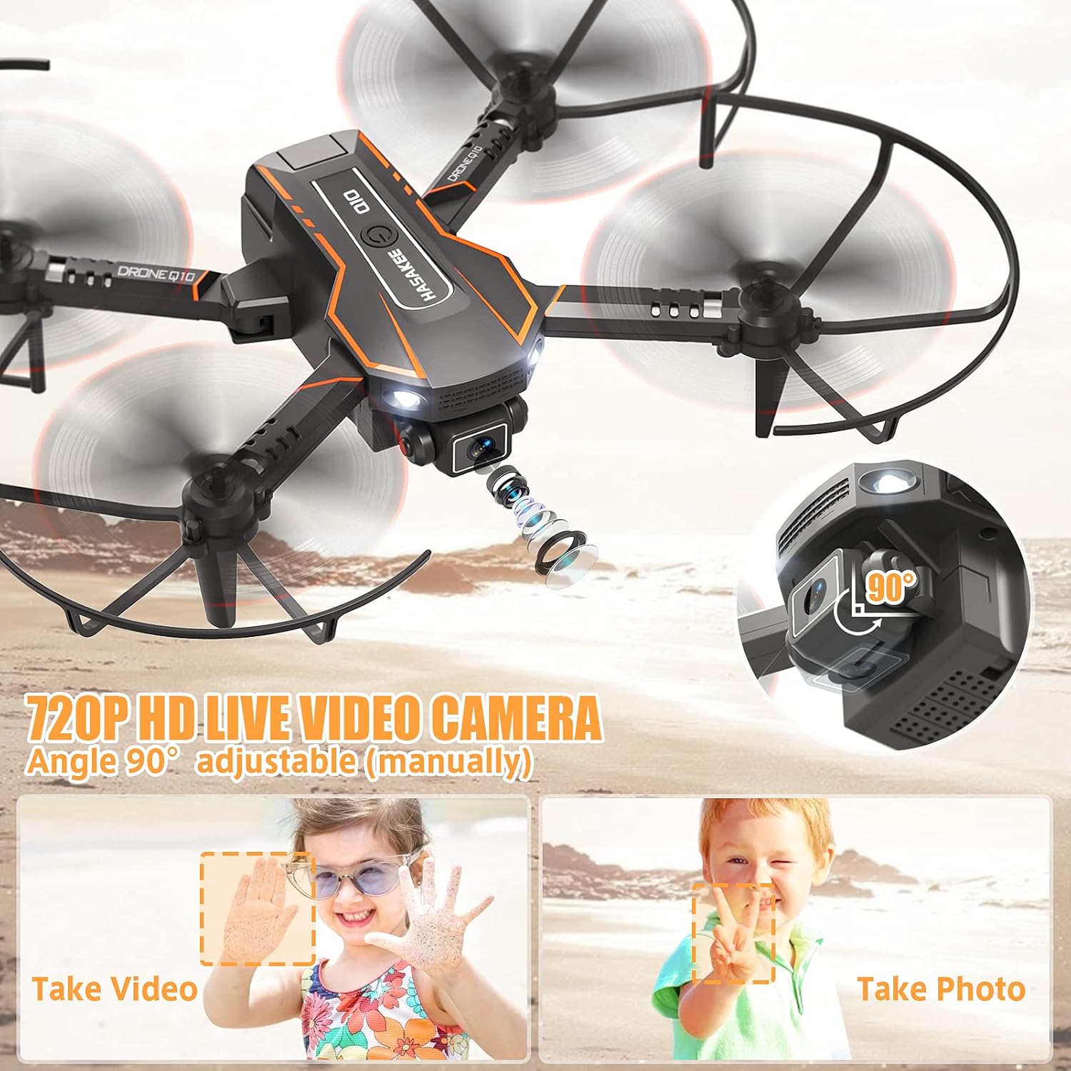 Q10 Mini Drone with Camera for Kids and Adults, 720P HD FPV Foldable Quadcopter with Gravity Sensor Mode, Headless Mode, 3D Flips, Voice and Gesture Control, Kids Gift Toys for Boys Girls,Black-1