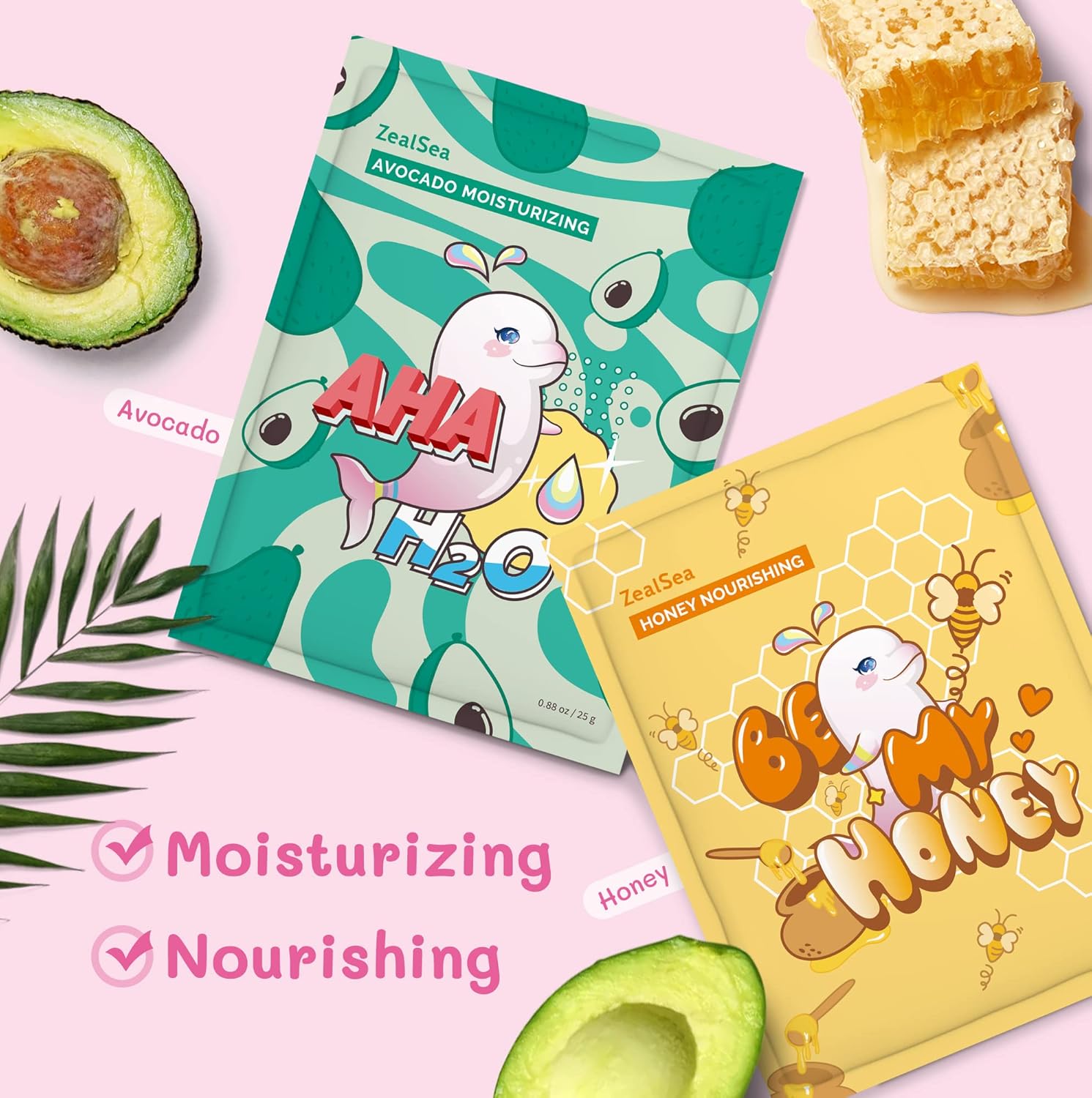 Face Masks Skincare, Face Masks Beauty, Hydrating Face Masks, Zealsea Natural Sheet Mask, Pamper Gifts for Women, Party Birthday Gifts for Teenage Girls Kids, Biodegradable Sheets, Moisturizing 7pack-3