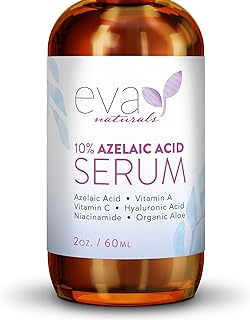 Eva Naturals Azelaic Acid 10% Facial Serum, 2 oz., Skin Brightening Hyaluronic Acid and Niacinamide with Redness Relief and Acne Blemish Control, Fade and Repair Dark Spots