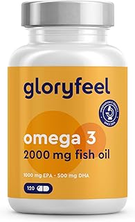 Omega 3 Capsules - High Strength - with 2000mg Fish Oil, 1000mg EPA & 500mg DHA per Daily dose (in Triglyceride Form) - Essential Fatty acids from anchovies - Nutritional Supplements Made in Germany