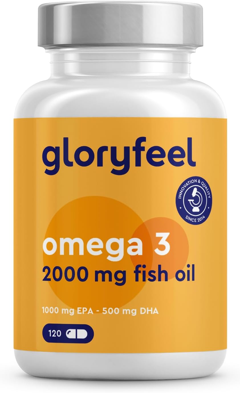 Omega 3 Capsules - High Strength - with 2000mg Fish Oil, 1000mg EPA & 500mg DHA per Daily dose (in Triglyceride Form) - Essential Fatty acids from anchovies - Nutritional Supplements Made in Germany-0