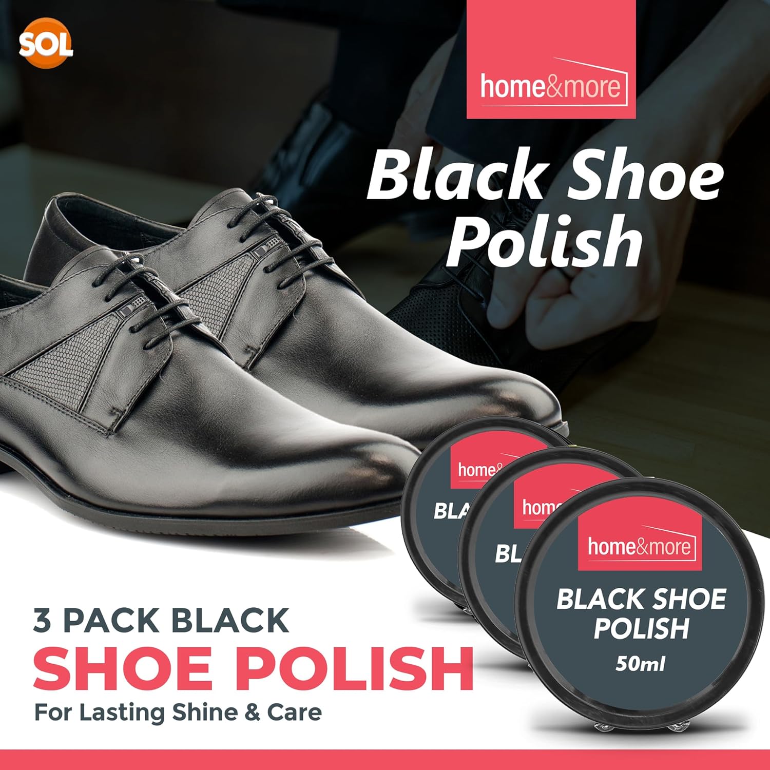 SOL 3pk Black Shoe Polish 150ml Black Leather Shoe Polish with Beeswax & Carnauba Wax for Lasting Shine Black Shoe Cream for Leather Black Leather Shoe Polish Black Boot Polish Shoe Polish Black-1