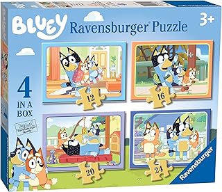 Ravensburger Bluey Toys - 4 in Box Jigsaw Puzzles for Children Age 3 Years Up - 12, 16, 20, 24 Pieces - Gifts for Kids