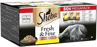 Sheba Cat Wet Food - Fresh and Fine - Cat Pouches Poultry in Gravy - 50 g (Pack of 50)