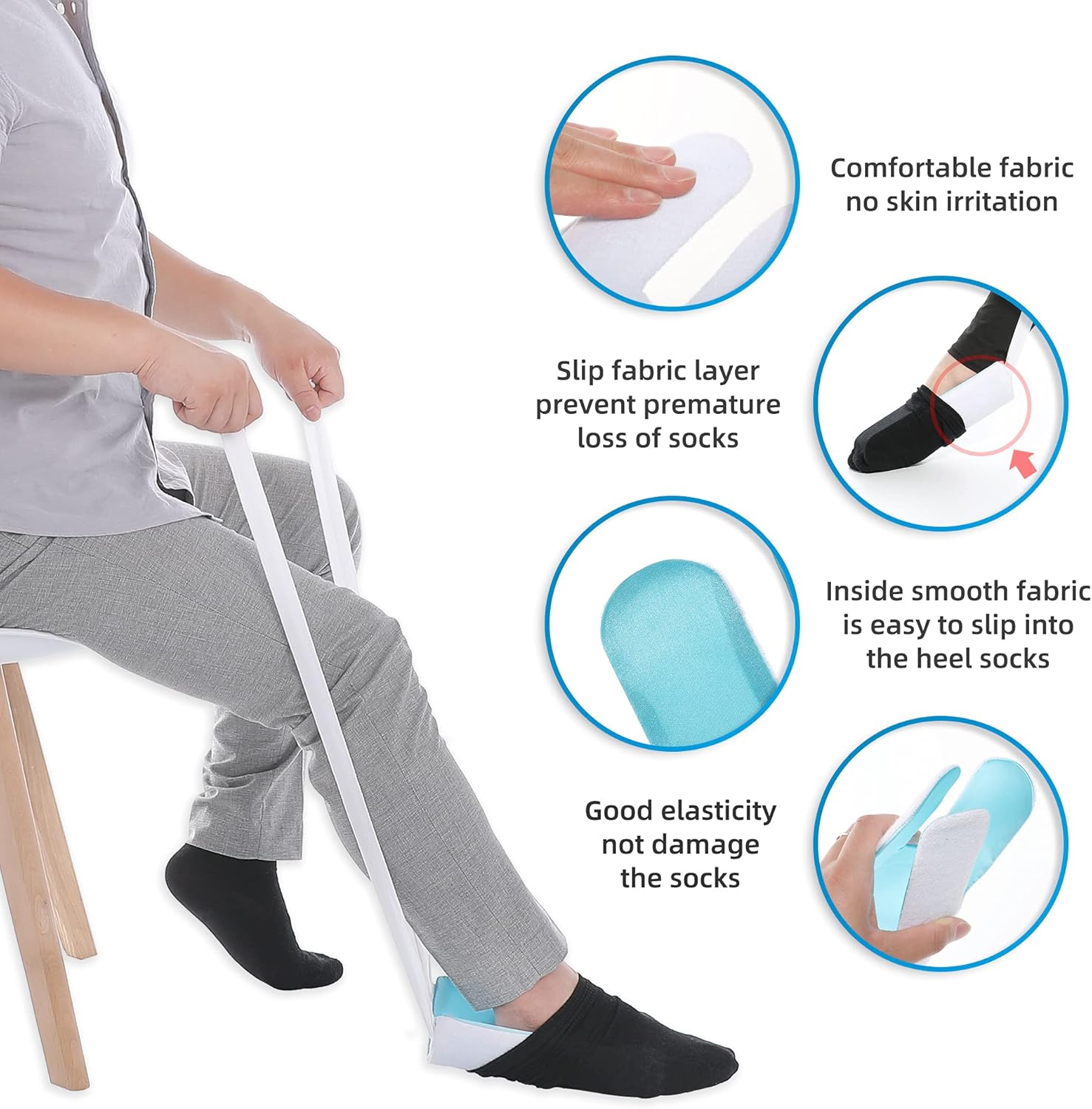 Fanwer Sock Aid Kit,Sock Helper-Easy on,Easy Off Tools for Seniors,Disabled,Pregnant,Pain Free No Bending-2